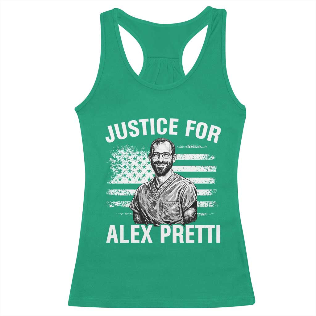 Justices for Alex Pretti Racerback Tank Top Resist Abolish ICE Protest TS14 Irish Green Print Your Wear