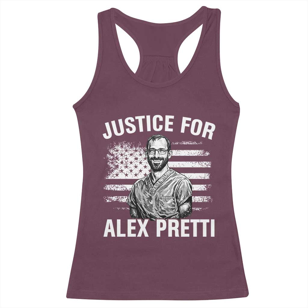 Justices for Alex Pretti Racerback Tank Top Resist Abolish ICE Protest TS14 Maroon Print Your Wear