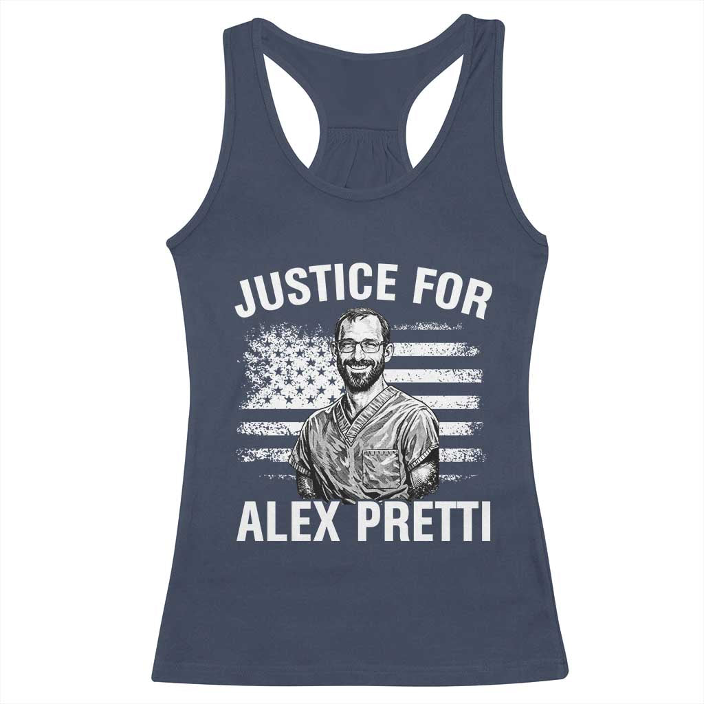 Justices for Alex Pretti Racerback Tank Top Resist Abolish ICE Protest TS14 Navy Print Your Wear