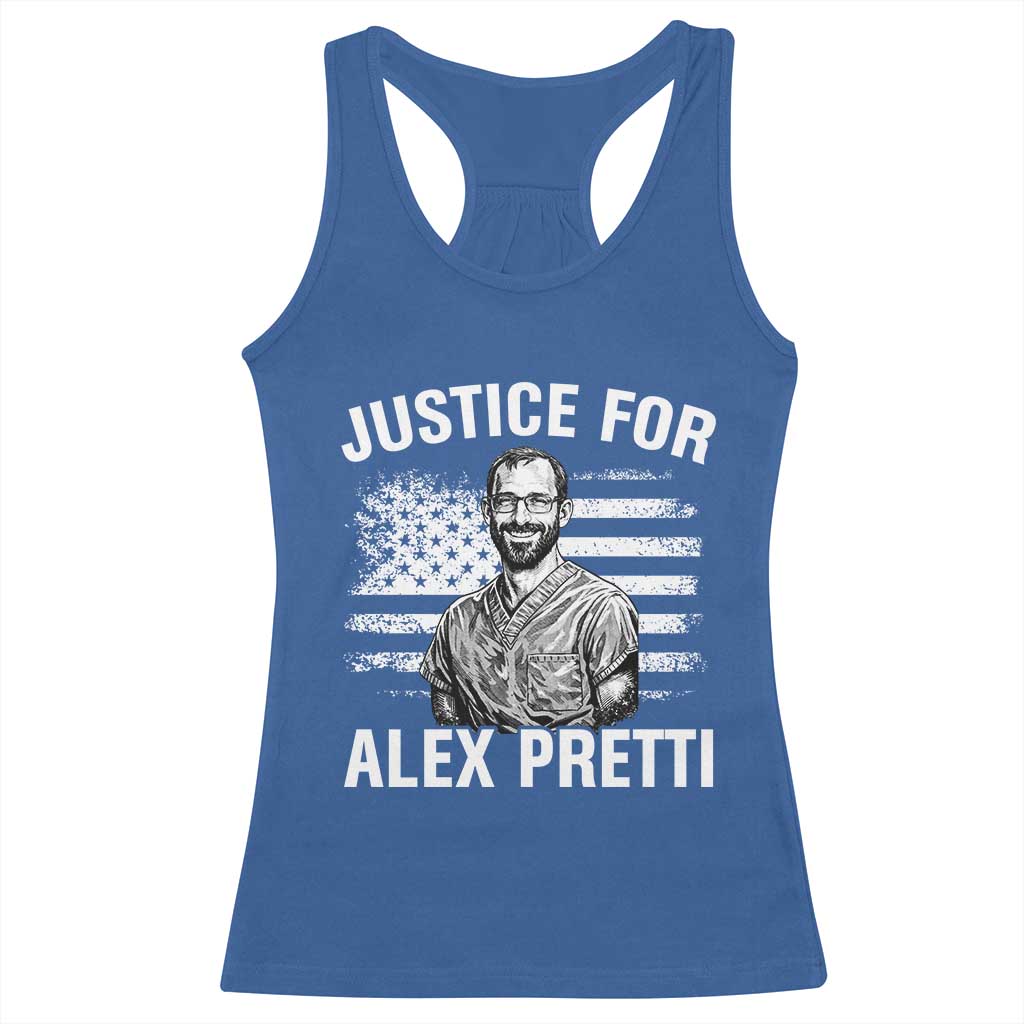 Justices for Alex Pretti Racerback Tank Top Resist Abolish ICE Protest TS14 Royal Blue Print Your Wear