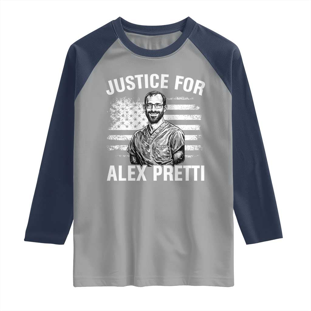 Justices for Alex Pretti Raglan Shirt Resist Abolish ICE Protest TS14 Sport Gray Navy Print Your Wear