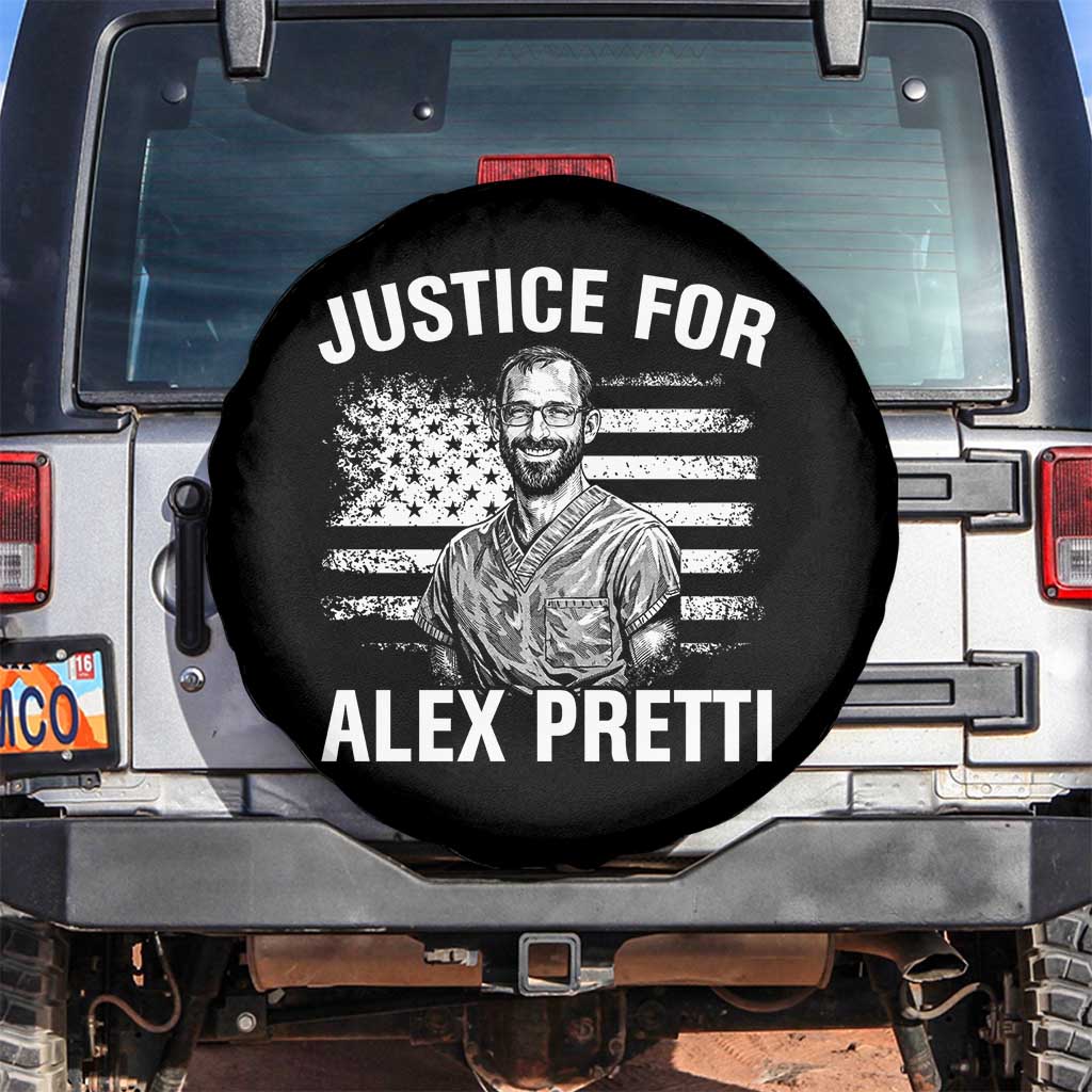 Justices for Alex Pretti Spare Tire Cover Resist Abolish ICE Protest TS14 No hole Black Print Your Wear