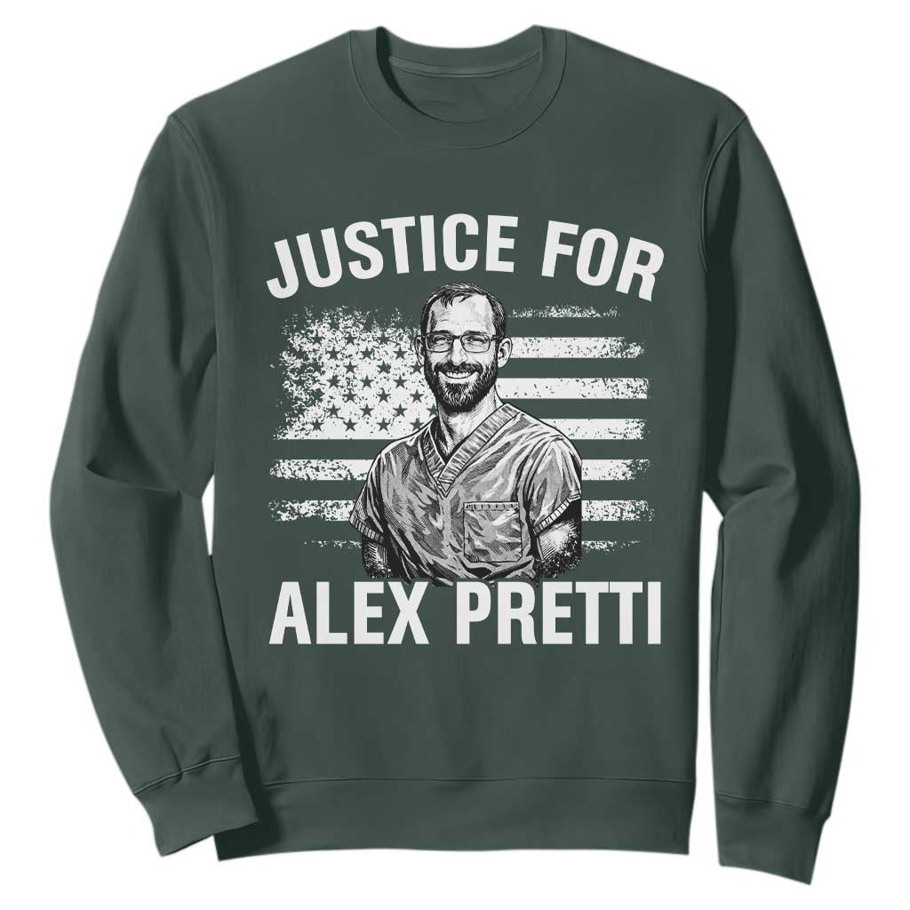 Justices for Alex Pretti Sweatshirt Resist Abolish ICE Protest TS14 Dark Forest Green Print Your Wear