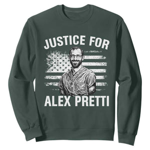 Justices for Alex Pretti Sweatshirt Resist Abolish ICE Protest TS14 Dark Forest Green Print Your Wear