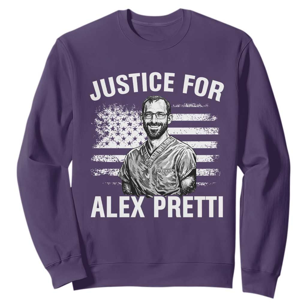 Justices for Alex Pretti Sweatshirt Resist Abolish ICE Protest TS14 Purple Print Your Wear