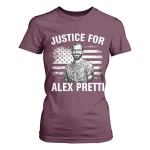 Justices for Alex Pretti T Shirt For Women Resist Abolish ICE Protest TS14 Maroon Print Your Wear