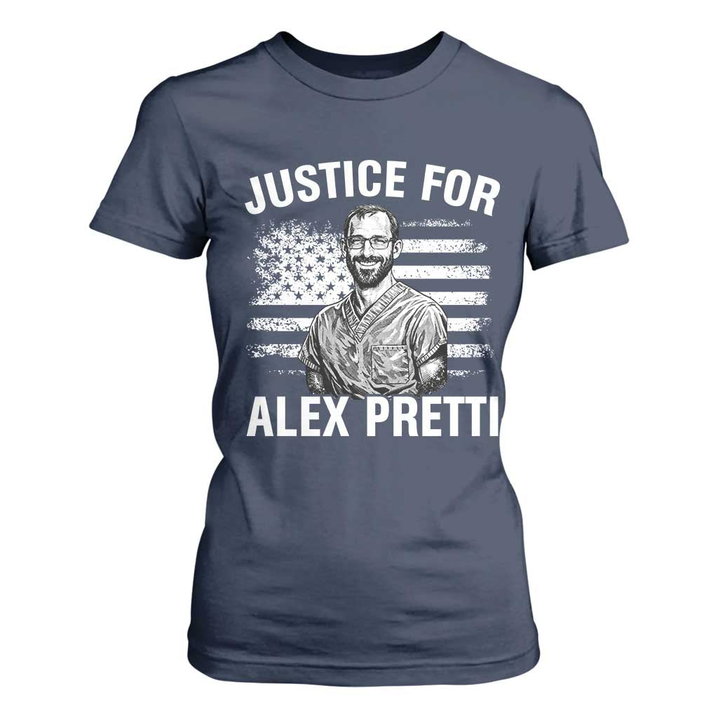Justices for Alex Pretti T Shirt For Women Resist Abolish ICE Protest TS14 Navy Print Your Wear
