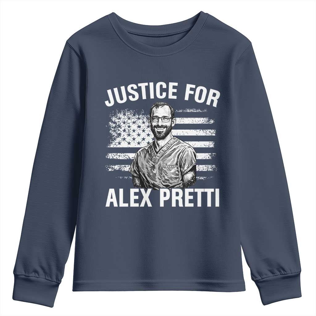 Justices for Alex Pretti Youth Sweatshirt Resist Abolish ICE Protest TS14 Navy Print Your Wear