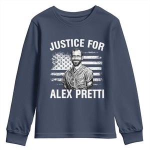Justices for Alex Pretti Youth Sweatshirt Resist Abolish ICE Protest TS14 Navy Print Your Wear
