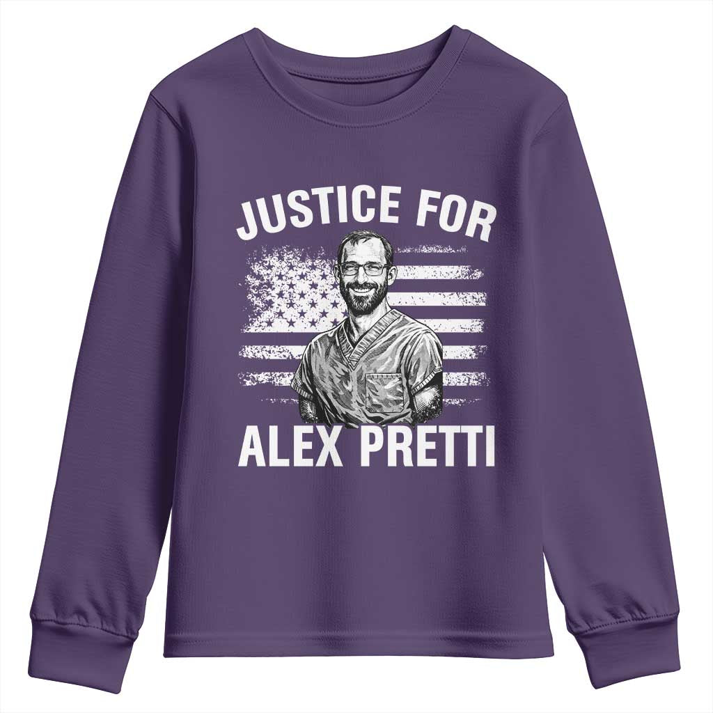 Justices for Alex Pretti Youth Sweatshirt Resist Abolish ICE Protest TS14 Purple Print Your Wear