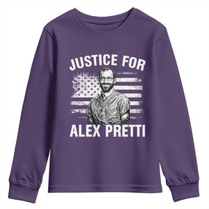 Justices for Alex Pretti Youth Sweatshirt Resist Abolish ICE Protest TS14 Purple Print Your Wear