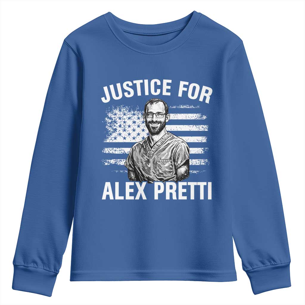 Justices for Alex Pretti Youth Sweatshirt Resist Abolish ICE Protest TS14 Royal Blue Print Your Wear