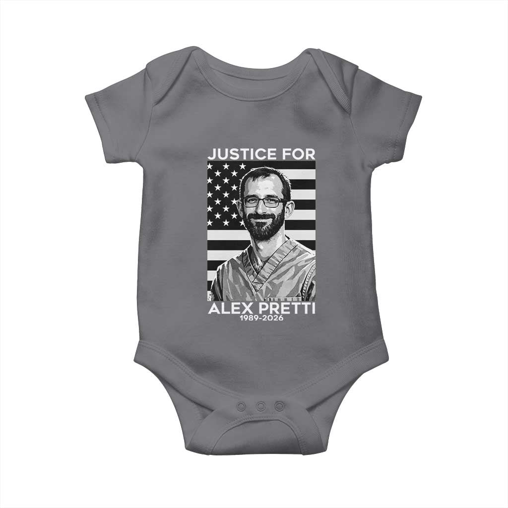 Justices for Alex Pretti Baby Onesie Resist ICE Immigration Deportation Protest Minnesota TS14 Charcoal Print Your Wear