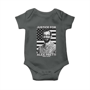 Justices for Alex Pretti Baby Onesie Resist ICE Immigration Deportation Protest Minnesota TS14 Dark Heather Print Your Wear