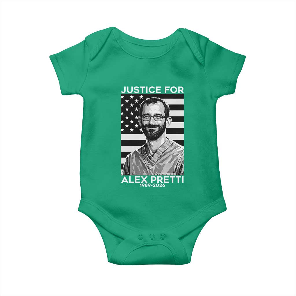 Justices for Alex Pretti Baby Onesie Resist ICE Immigration Deportation Protest Minnesota TS14 Irish Green Print Your Wear
