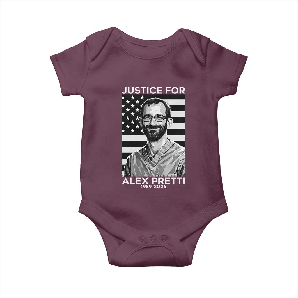 Justices for Alex Pretti Baby Onesie Resist ICE Immigration Deportation Protest Minnesota TS14 Maroon Print Your Wear