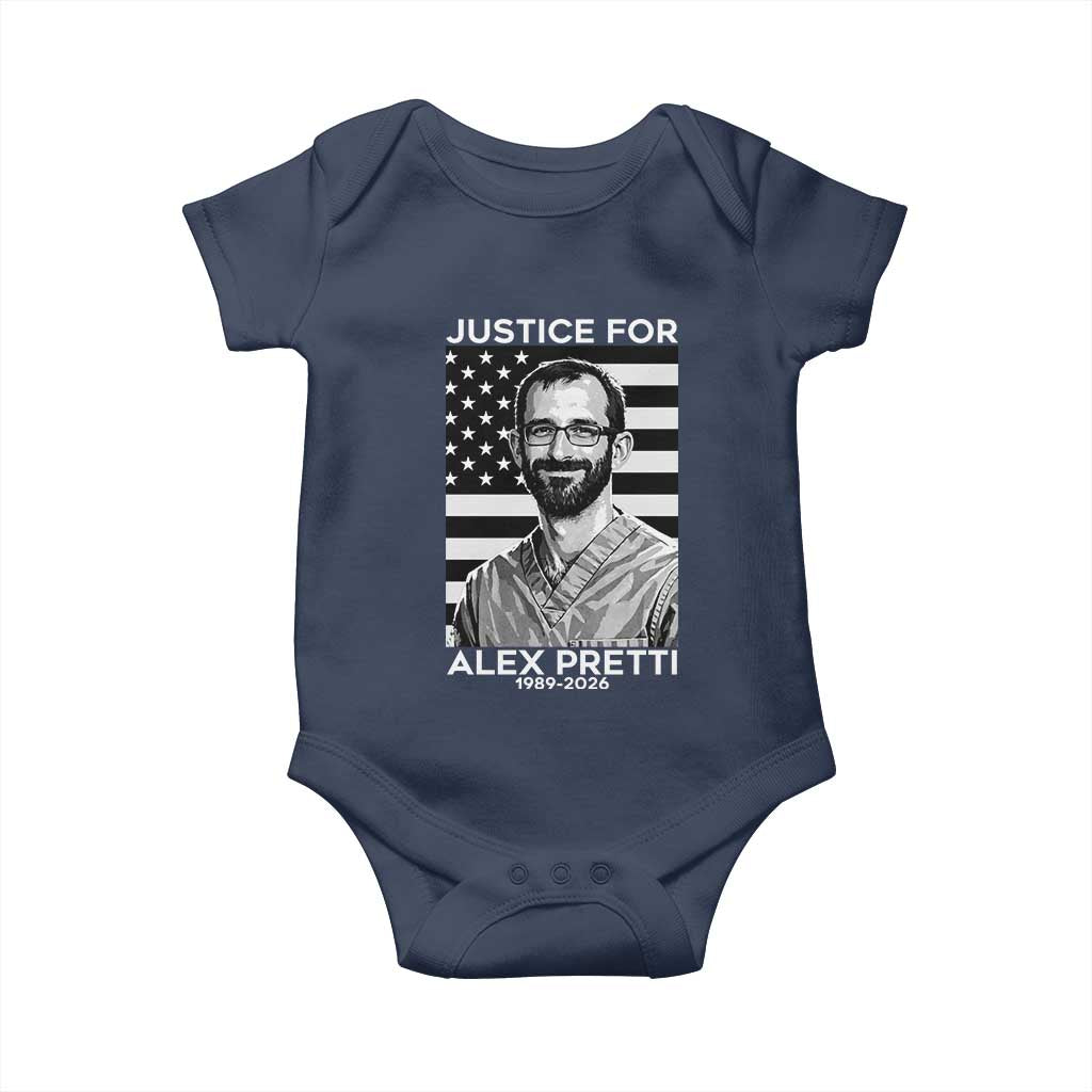 Justices for Alex Pretti Baby Onesie Resist ICE Immigration Deportation Protest Minnesota TS14 Navy Print Your Wear
