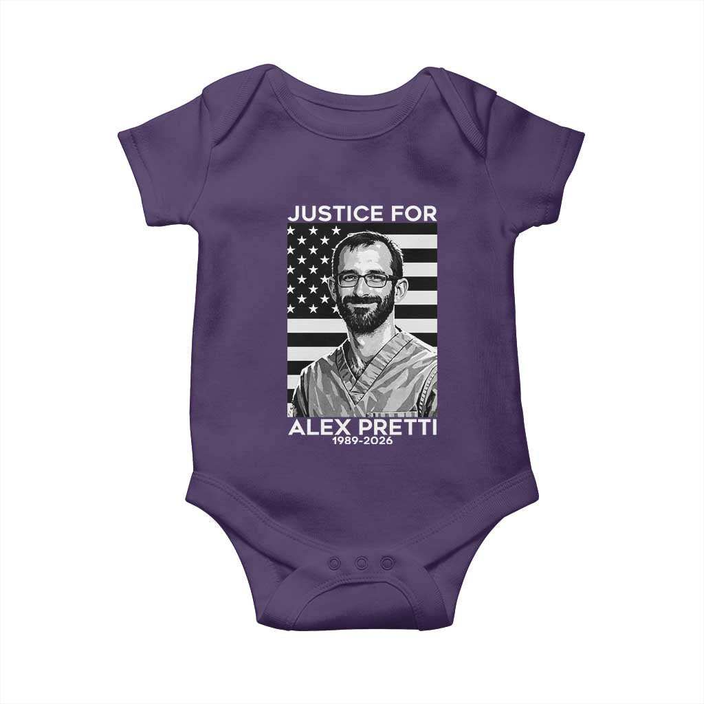 Justices for Alex Pretti Baby Onesie Resist ICE Immigration Deportation Protest Minnesota TS14 Purple Print Your Wear