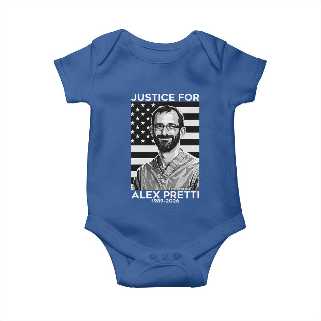 Justices for Alex Pretti Baby Onesie Resist ICE Immigration Deportation Protest Minnesota TS14 Royal Blue Print Your Wear