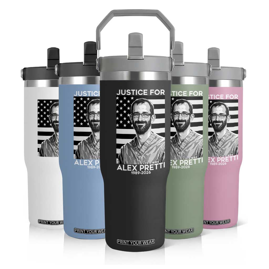 Justices for Alex Pretti Flip Straw Tumbler Resist ICE Immigration Deportation Protest Minnesota TS14 Print Your Wear