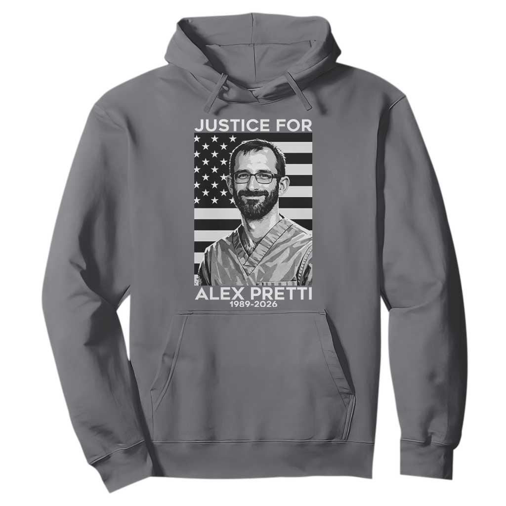Justices for Alex Pretti Hoodie Resist ICE Immigration Deportation Protest Minnesota TS14 Charcoal Print Your Wear