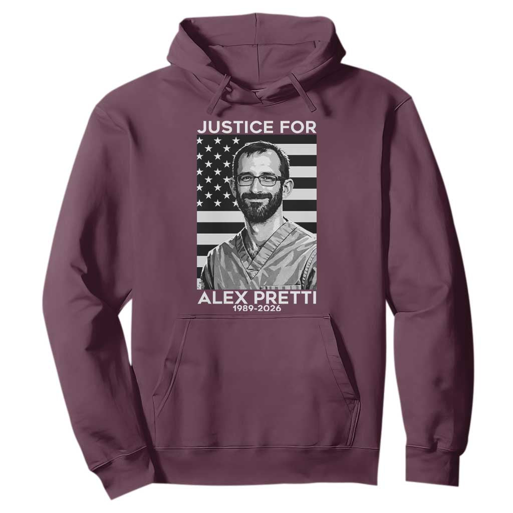 Justices for Alex Pretti Hoodie Resist ICE Immigration Deportation Protest Minnesota TS14 Maroon Print Your Wear