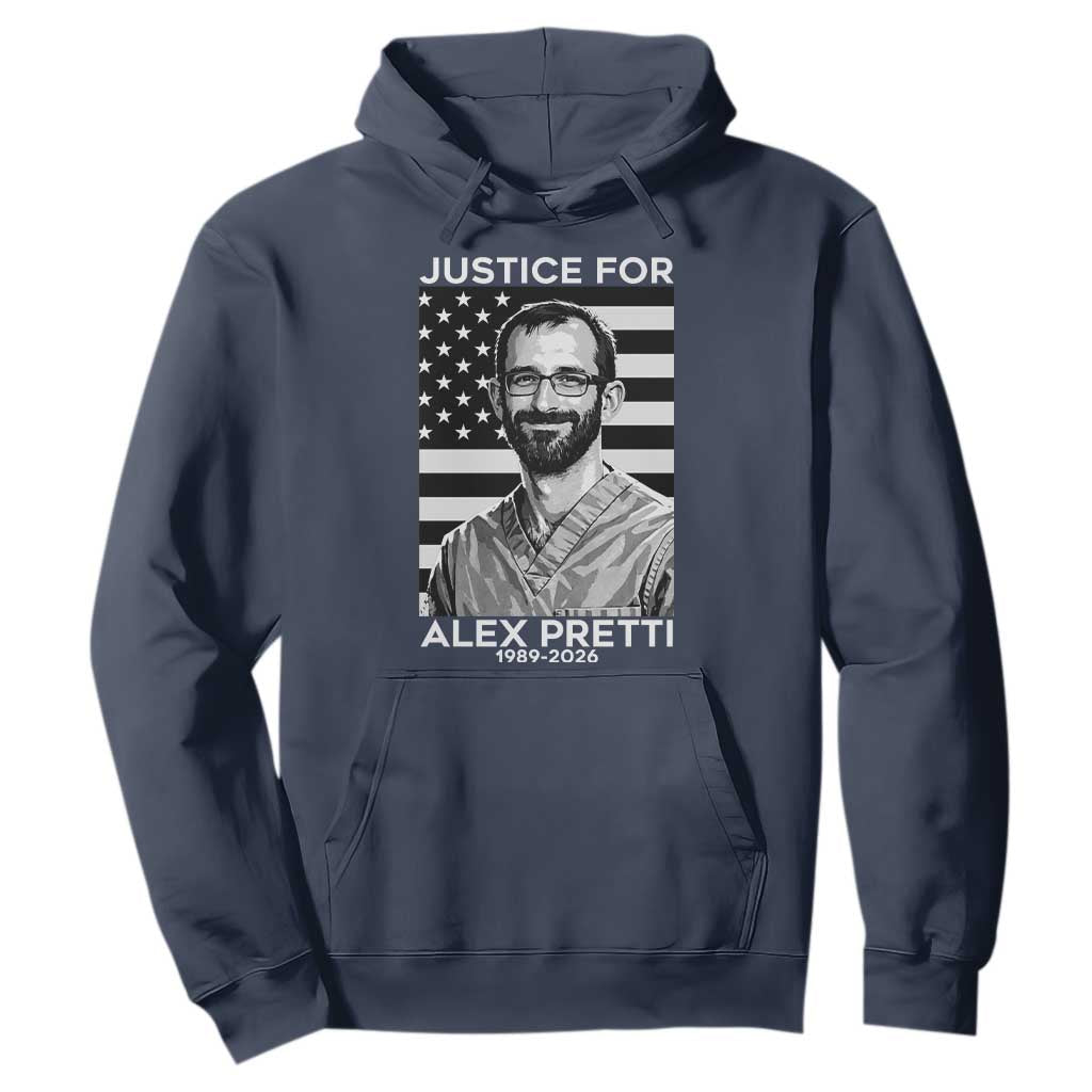 Justices for Alex Pretti Hoodie Resist ICE Immigration Deportation Protest Minnesota TS14 Navy Print Your Wear