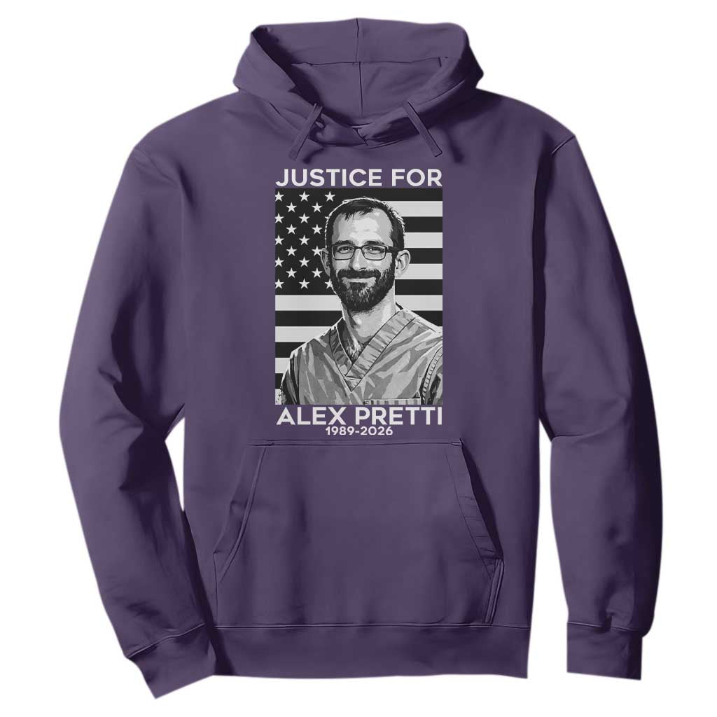 Justices for Alex Pretti Hoodie Resist ICE Immigration Deportation Protest Minnesota TS14 Purple Print Your Wear