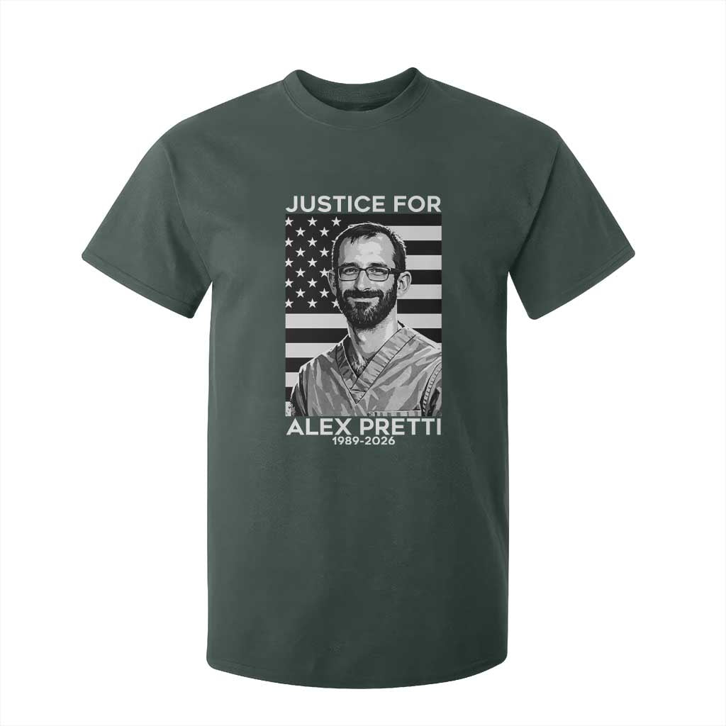 Justices for Alex Pretti T Shirt For Kid Resist ICE Immigration Deportation Protest Minnesota TS14 Dark Forest Green Print Your Wear