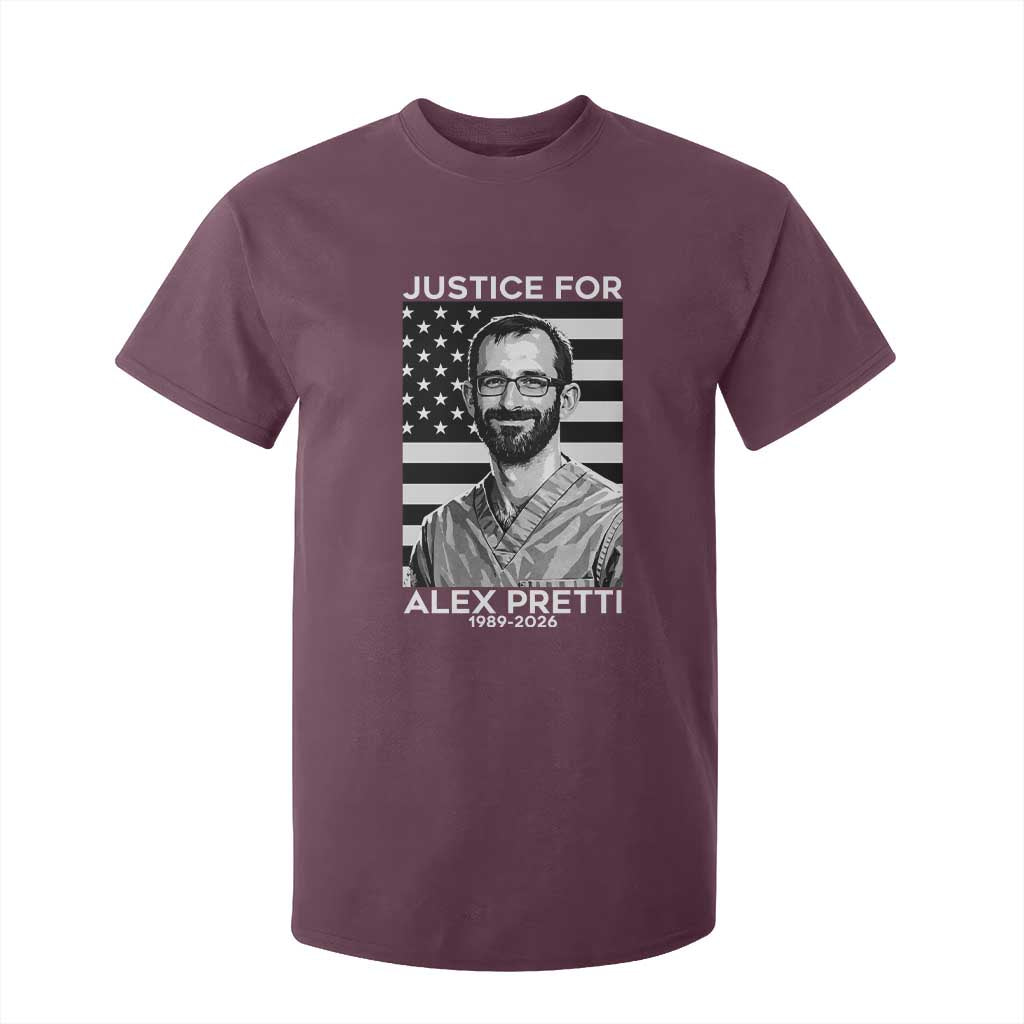 Justices for Alex Pretti T Shirt For Kid Resist ICE Immigration Deportation Protest Minnesota TS14 Maroon Print Your Wear
