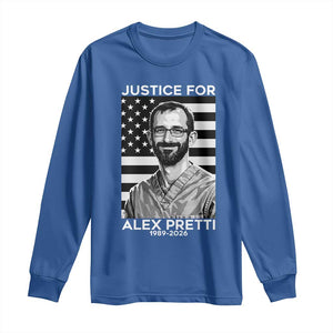 Justices for Alex Pretti Long Sleeve Shirt Resist ICE Immigration Deportation Protest Minnesota TS14 Royal Blue Print Your Wear
