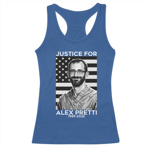 Justices for Alex Pretti Racerback Tank Top Resist ICE Immigration Deportation Protest Minnesota TS14 Royal Blue Print Your Wear