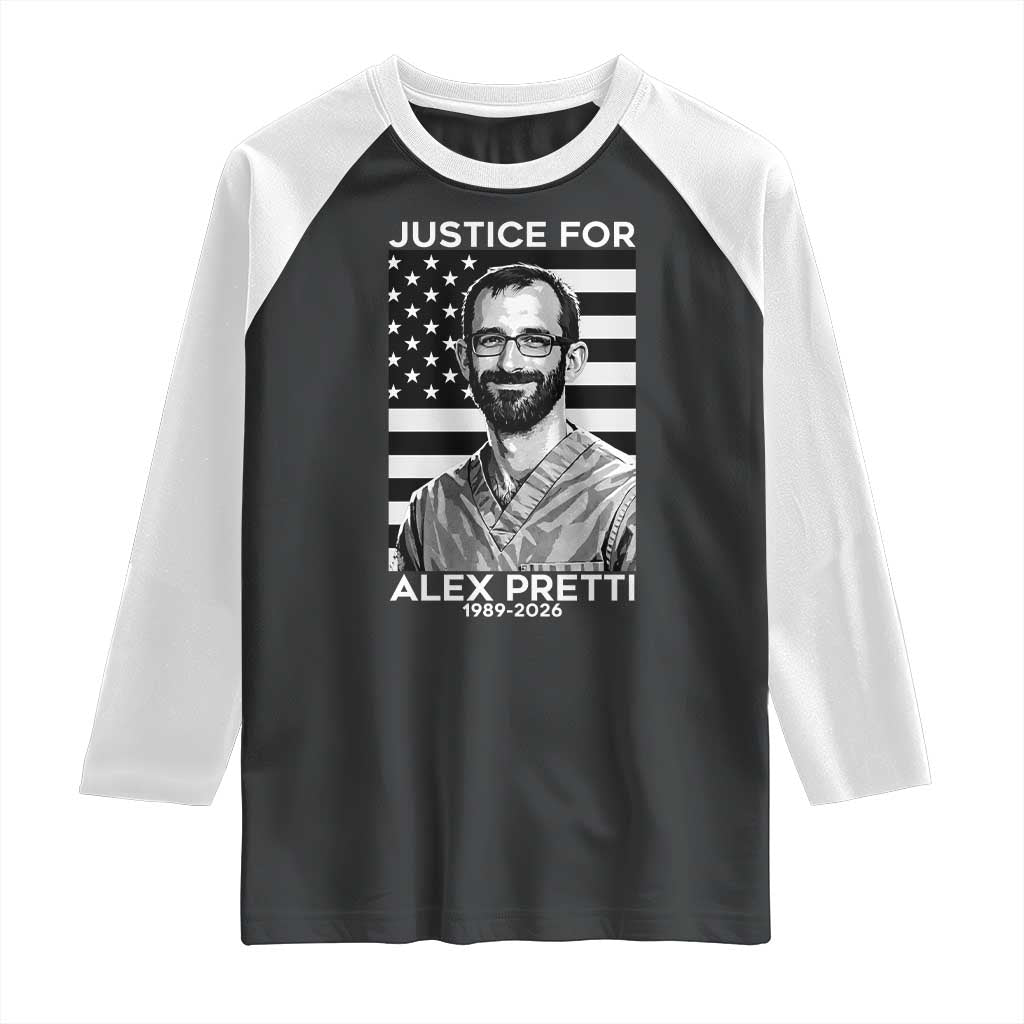 Justices for Alex Pretti Raglan Shirt Resist ICE Immigration Deportation Protest Minnesota TS14 Black White Print Your Wear