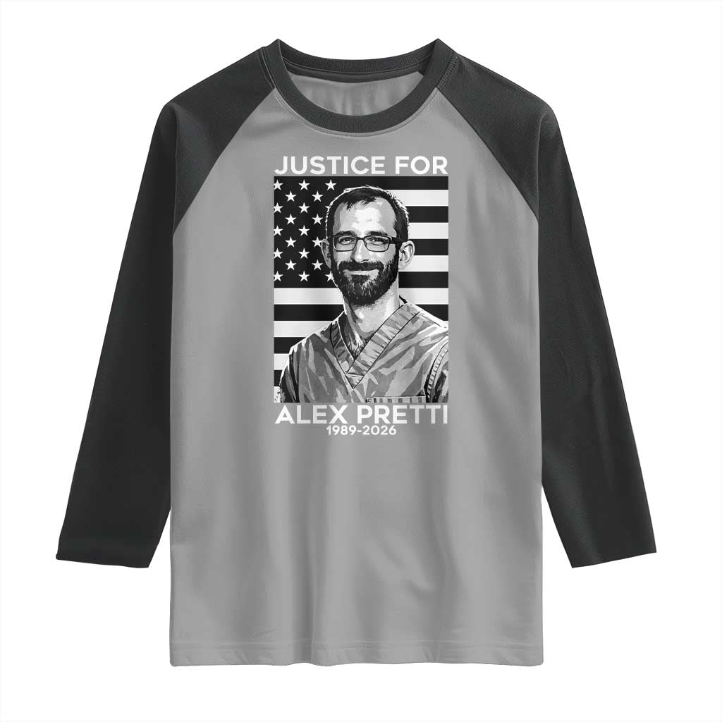 Justices for Alex Pretti Raglan Shirt Resist ICE Immigration Deportation Protest Minnesota TS14 Sport Gray Black Print Your Wear