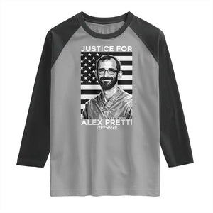 Justices for Alex Pretti Raglan Shirt Resist ICE Immigration Deportation Protest Minnesota TS14 Sport Gray Black Print Your Wear