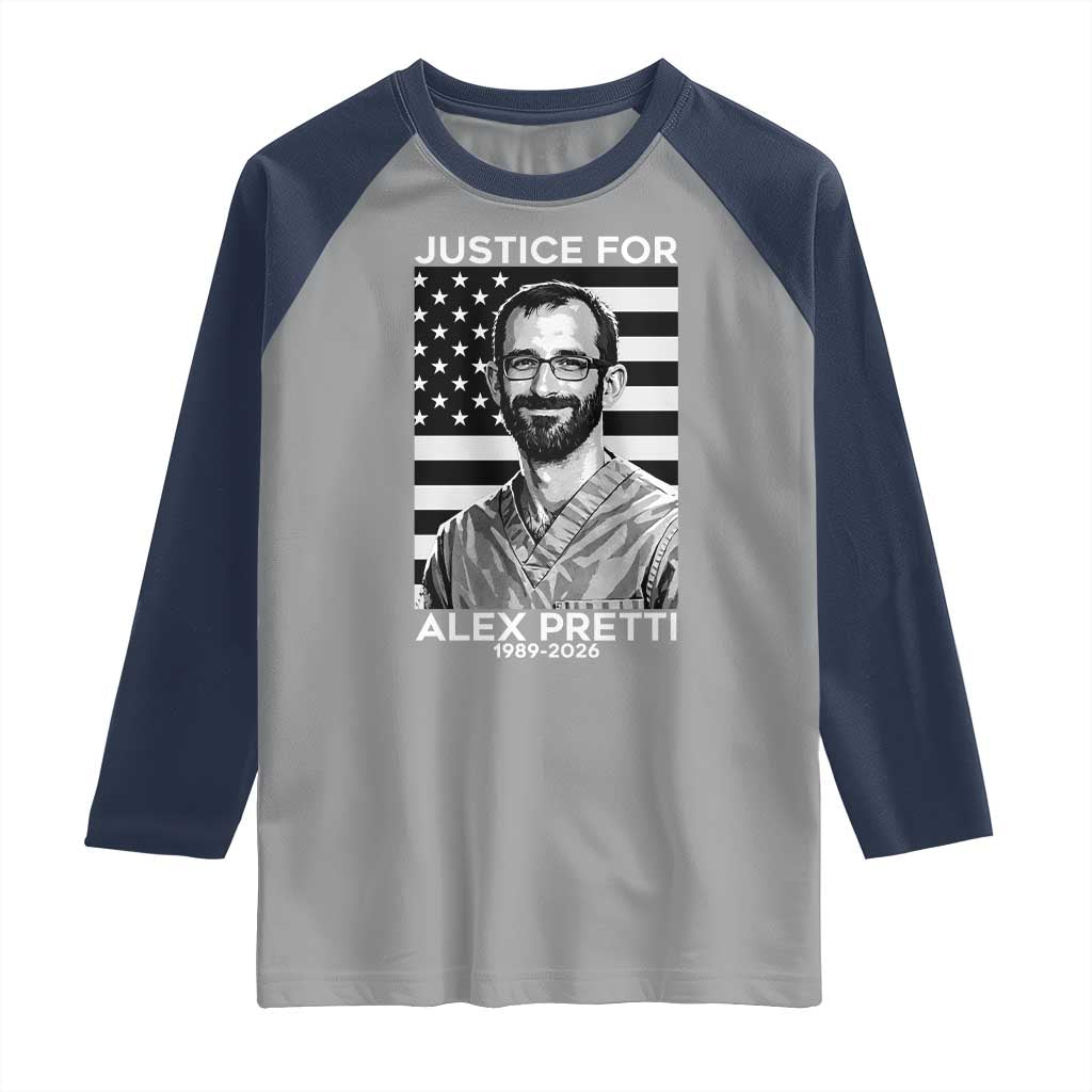 Justices for Alex Pretti Raglan Shirt Resist ICE Immigration Deportation Protest Minnesota TS14 Sport Gray Navy Print Your Wear