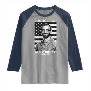 Justices for Alex Pretti Raglan Shirt Resist ICE Immigration Deportation Protest Minnesota TS14 Sport Gray Navy Print Your Wear