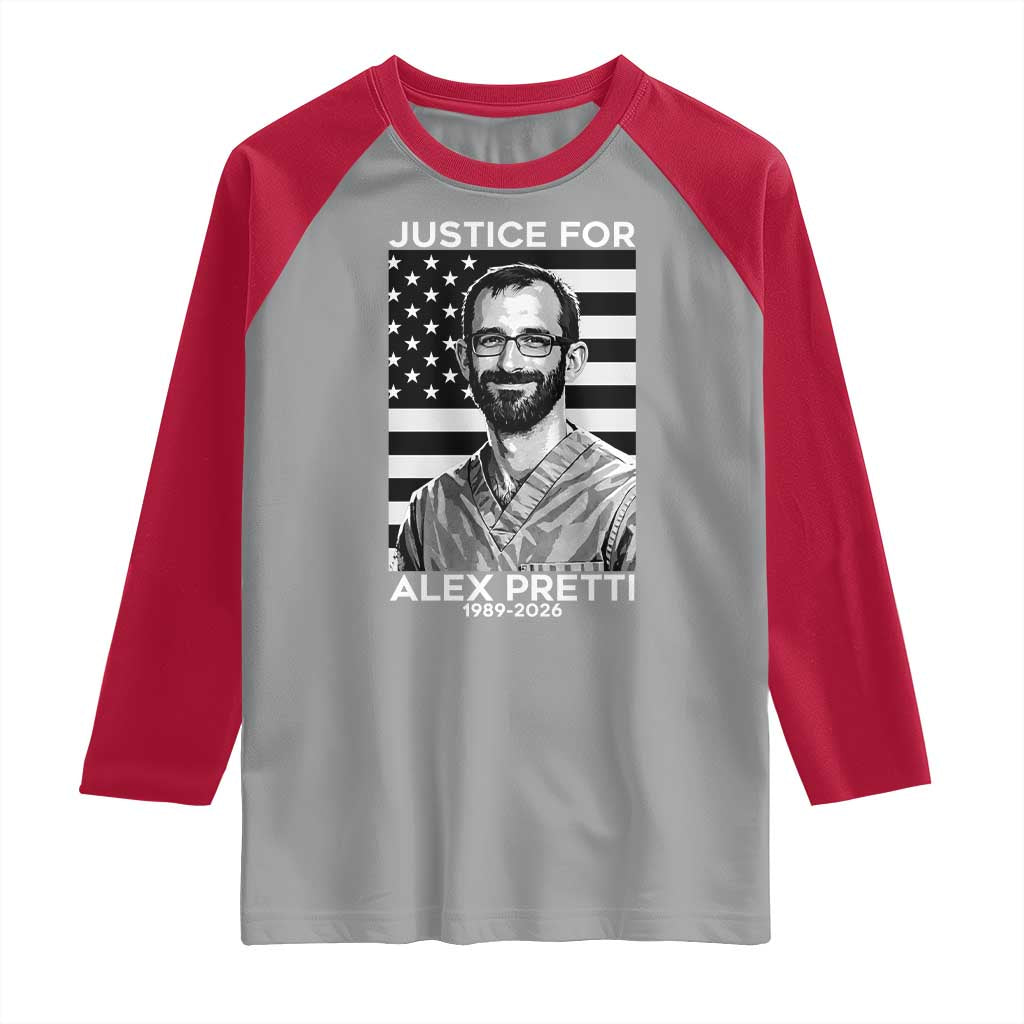 Justices for Alex Pretti Raglan Shirt Resist ICE Immigration Deportation Protest Minnesota TS14 Sport Gray Red Print Your Wear