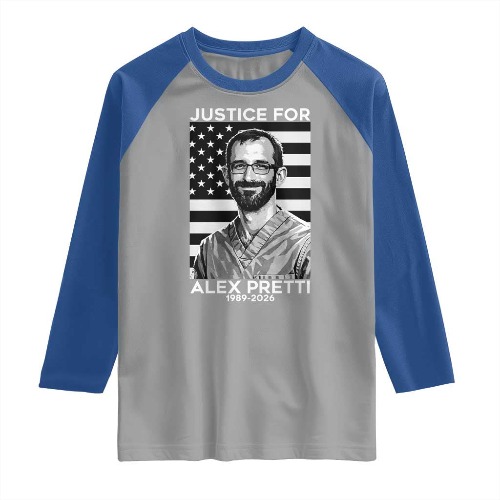 Justices for Alex Pretti Raglan Shirt Resist ICE Immigration Deportation Protest Minnesota TS14 Sport Gray Royal Print Your Wear