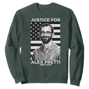 Justices for Alex Pretti Sweatshirt Resist ICE Immigration Deportation Protest Minnesota TS14 Dark Forest Green Print Your Wear