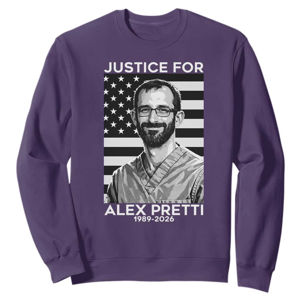 Justices for Alex Pretti Sweatshirt Resist ICE Immigration Deportation Protest Minnesota TS14 Purple Print Your Wear