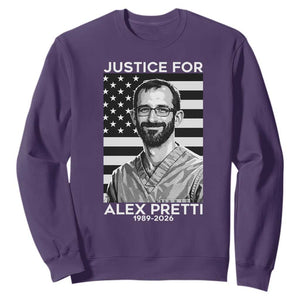 Justices for Alex Pretti Sweatshirt Resist ICE Immigration Deportation Protest Minnesota TS14 Purple Print Your Wear