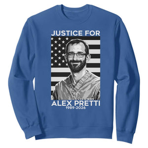 Justices for Alex Pretti Sweatshirt Resist ICE Immigration Deportation Protest Minnesota TS14 Royal Blue Print Your Wear