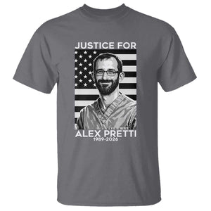 Justices for Alex Pretti T Shirt Resist ICE Immigration Deportation Protest Minnesota TS14 Charcoal Print Your Wear