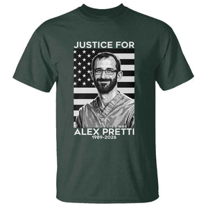 Justices for Alex Pretti T Shirt Resist ICE Immigration Deportation Protest Minnesota TS14 Dark Forest Green Print Your Wear