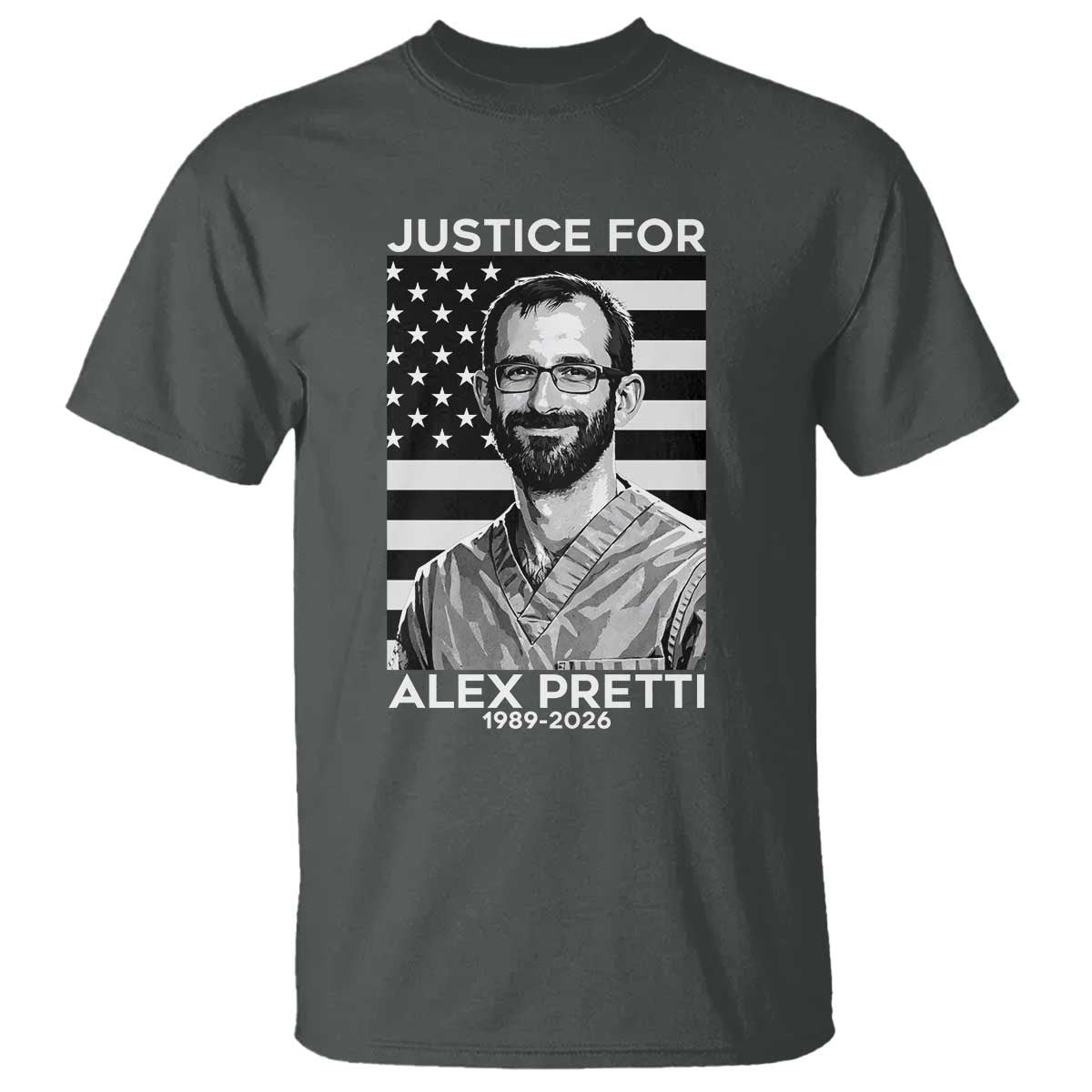 Justices for Alex Pretti T Shirt Resist ICE Immigration Deportation Protest Minnesota TS14 Dark Heather Print Your Wear