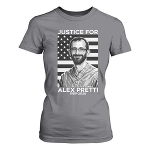 Justices for Alex Pretti T Shirt For Women Resist ICE Immigration Deportation Protest Minnesota TS14 Charcoal Print Your Wear