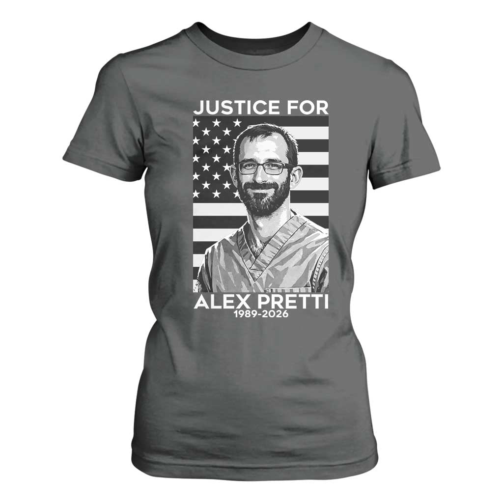 Justices for Alex Pretti T Shirt For Women Resist ICE Immigration Deportation Protest Minnesota TS14 Dark Heather Print Your Wear