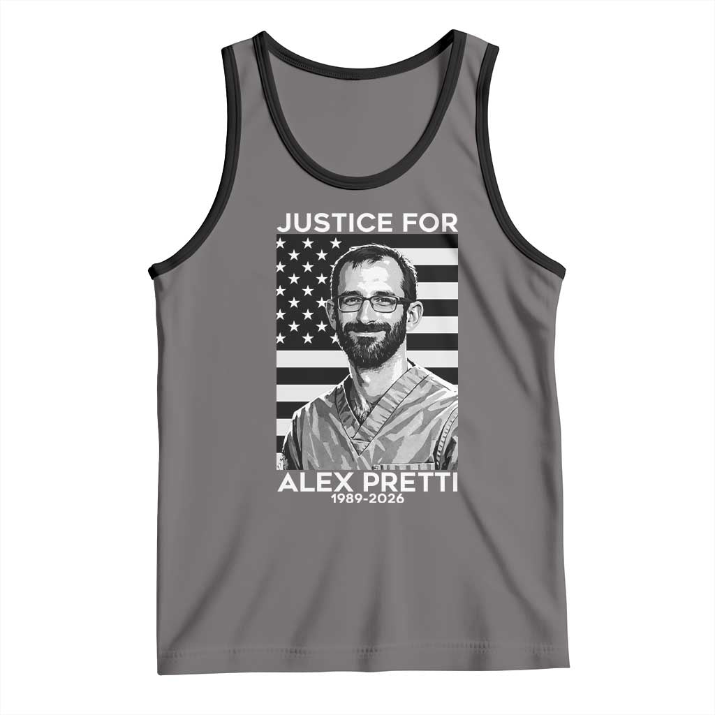 Justices for Alex Pretti Tank Top Resist ICE Immigration Deportation Protest Minnesota TS14 Deep Heather Black Print Your Wear