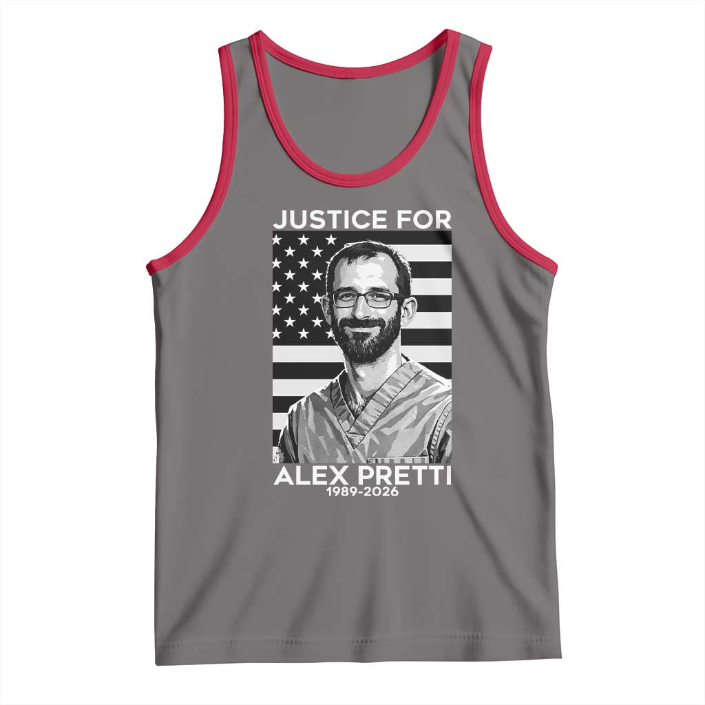 Justices for Alex Pretti Tank Top Resist ICE Immigration Deportation Protest Minnesota TS14 Deep Heather Red Print Your Wear